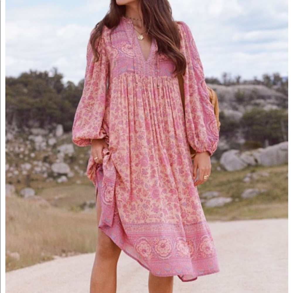 Spell Pink Paisley Midi Dress